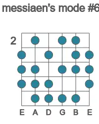 Guitar scale for messiaen's mode #6 in position 2